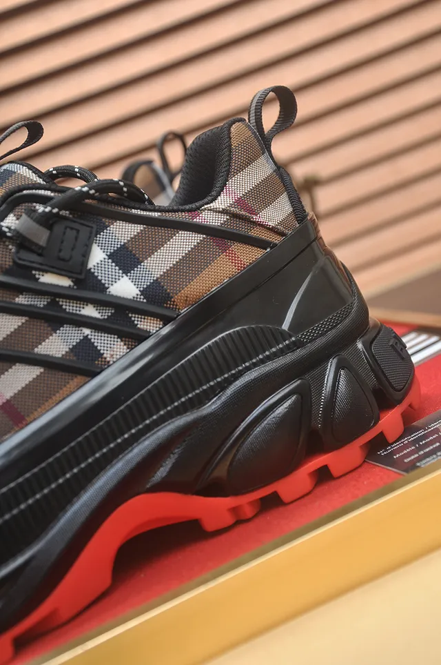 Burberry Knight Check Black Red Chunky Sneakers 2