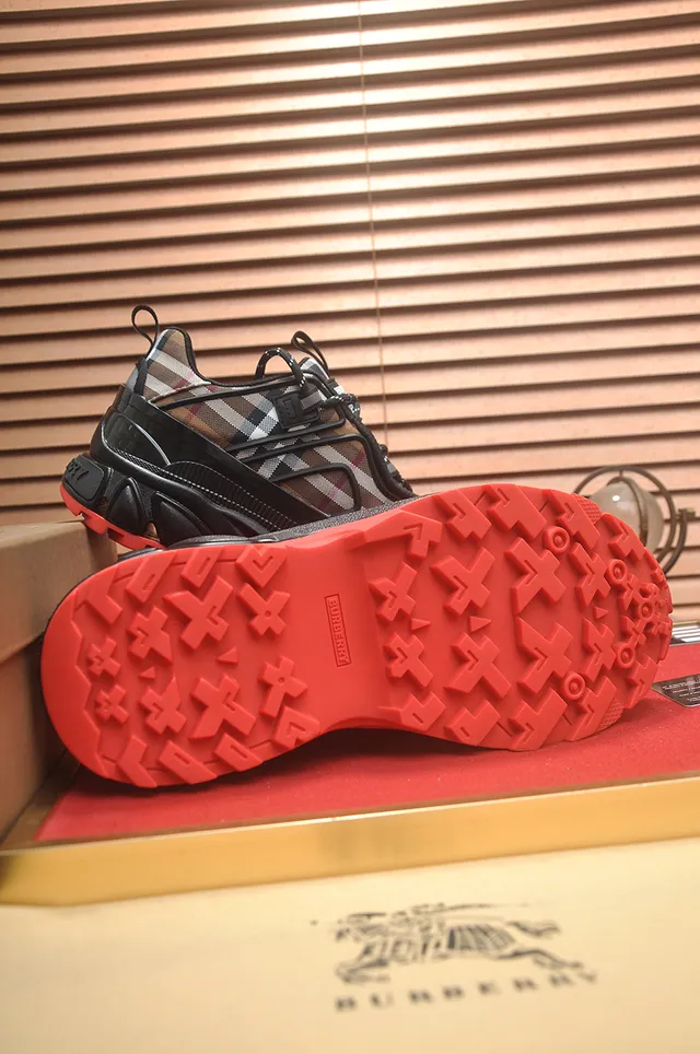 Burberry Knight Check Black Red Chunky Sneakers 3