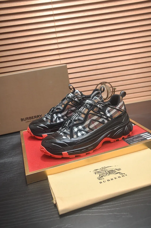 Burberry Knight Check Black Red Chunky Sneakers 4