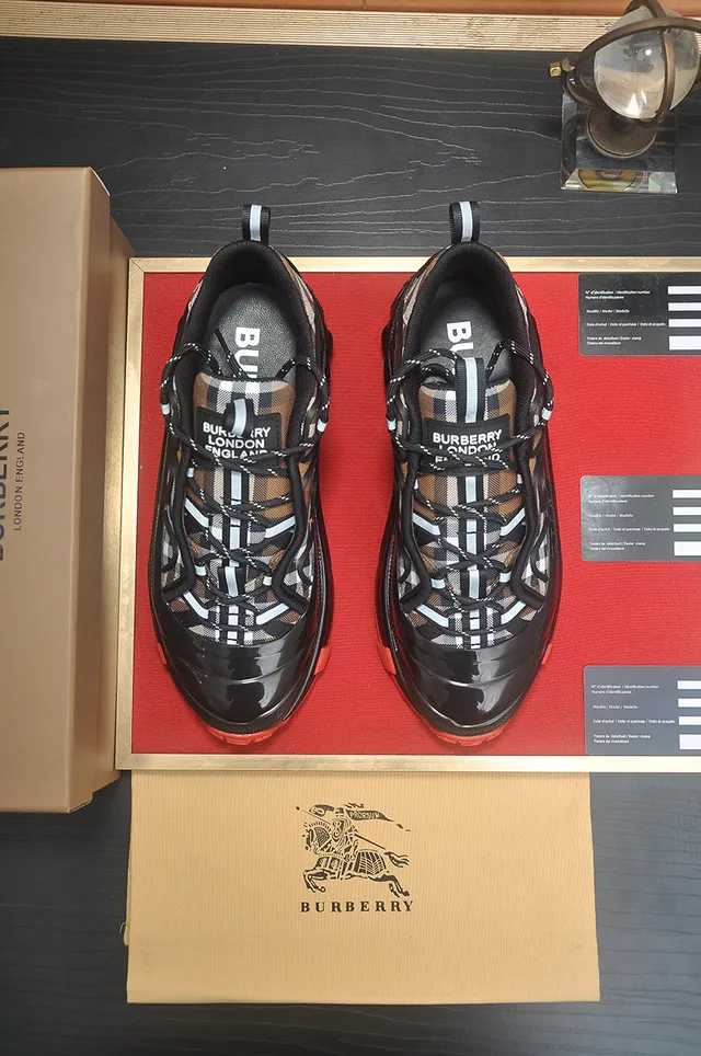 Burberry Knight Check Black Red Chunky Sneakers 5