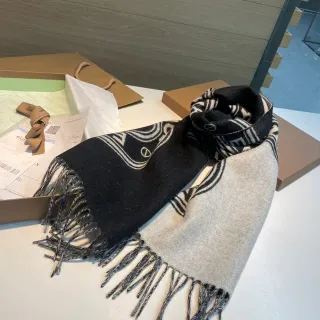 Burberry Monogram Scarf Black and Gray Cashmere Scarf