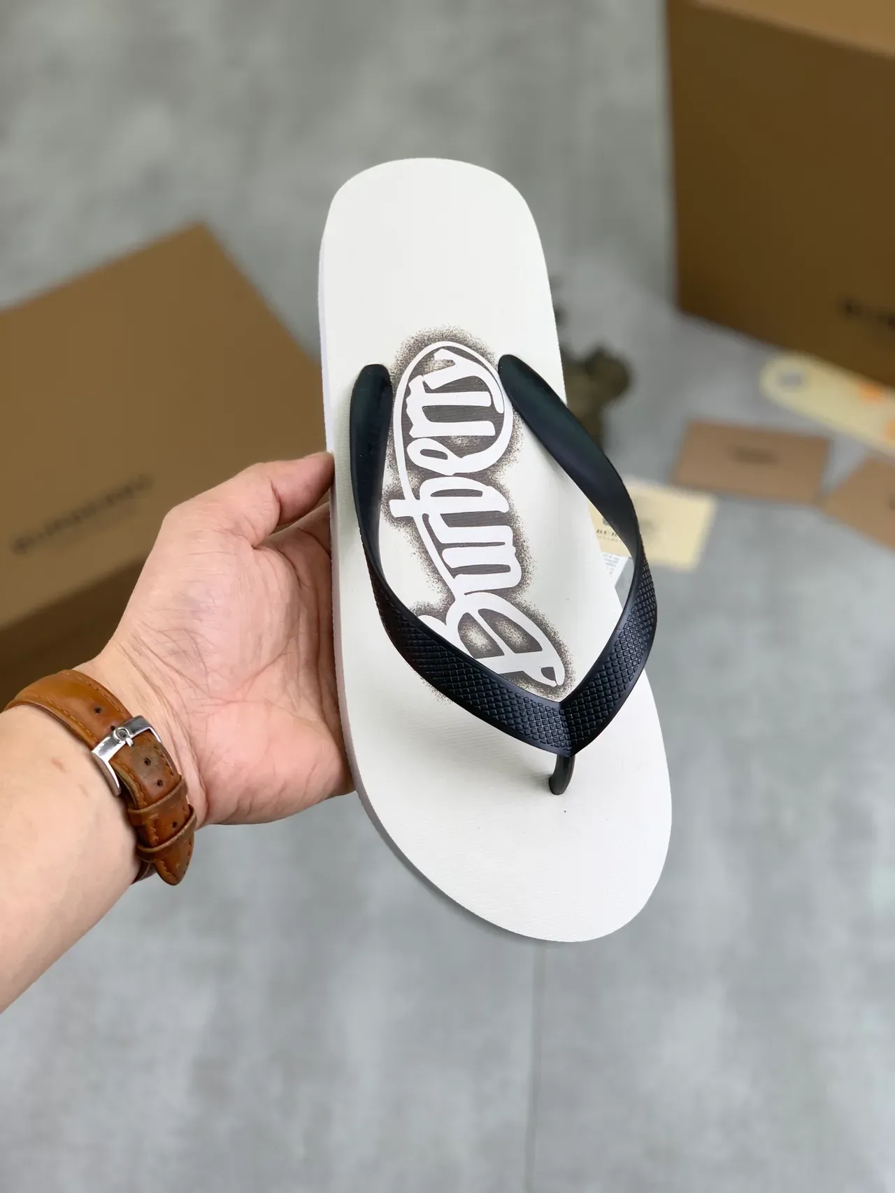 Burberry Multicolor Printed Soles Thong Strap Slippers 19