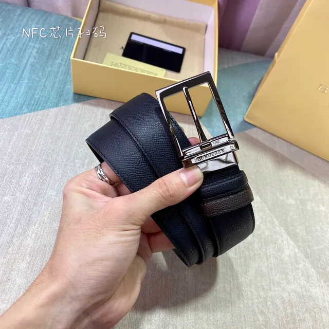 Burberry Reversible Textured Leather Belt 7