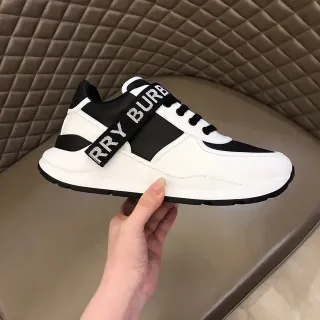 Burberry White Black Logo Strap Two-Tone Lifestyle Sneakers