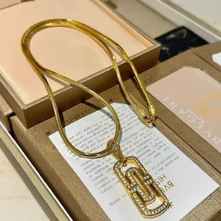Bvlgari B.zero1 Gold Transparent Snake Chain Pavé Crystal-Set G-Shaped Pendant Necklace