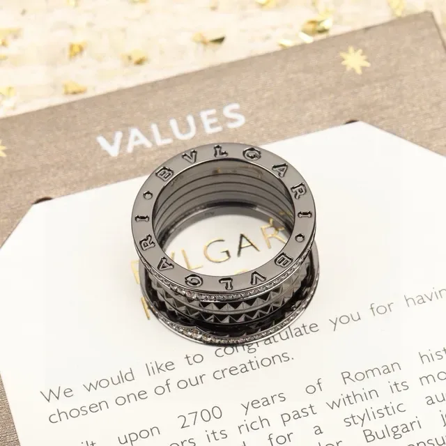 Bvlgari B.zero1 Multi-Band Pavé and Pyramid-Stud Ring 7