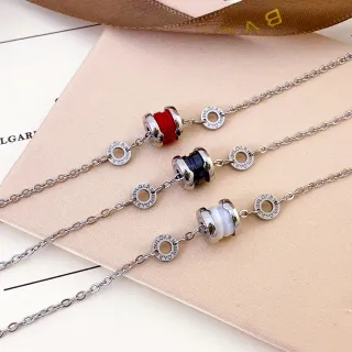 Bvlgari B.zero1 लाल कालो सादा सिरामिक मणि माला
