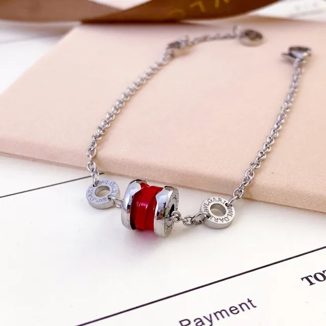 Bvlgari B.zero1 Red Black White Ceramic Bead Necklace 7
