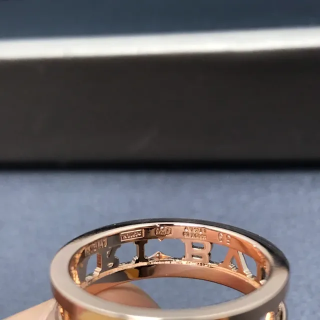 Bvlgari B.zero1 चांदी सोना डबल बैंड कटआउट लोगो रिंग 3