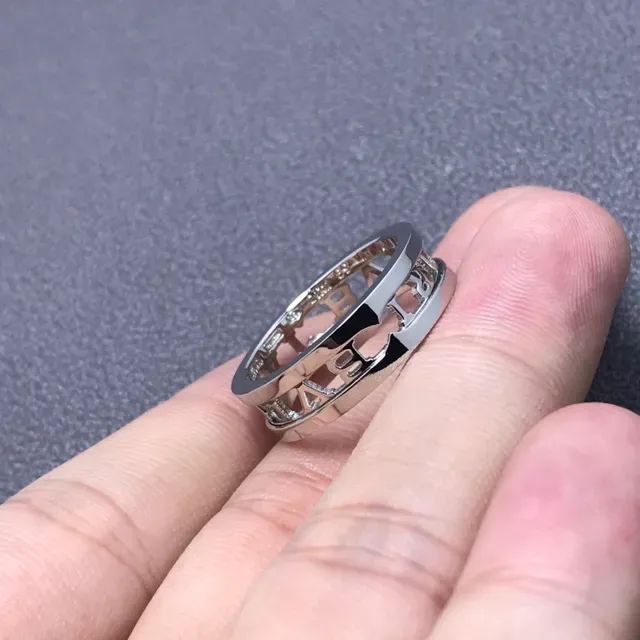 Bvlgari B.zero1 चांदी सोना डबल बैंड कटआउट लोगो रिंग 4