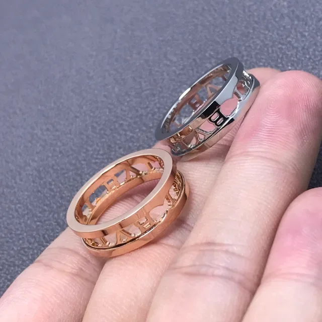 Bvlgari B.zero1 चांदी सोना डबल बैंड कटआउट लोगो रिंग 5