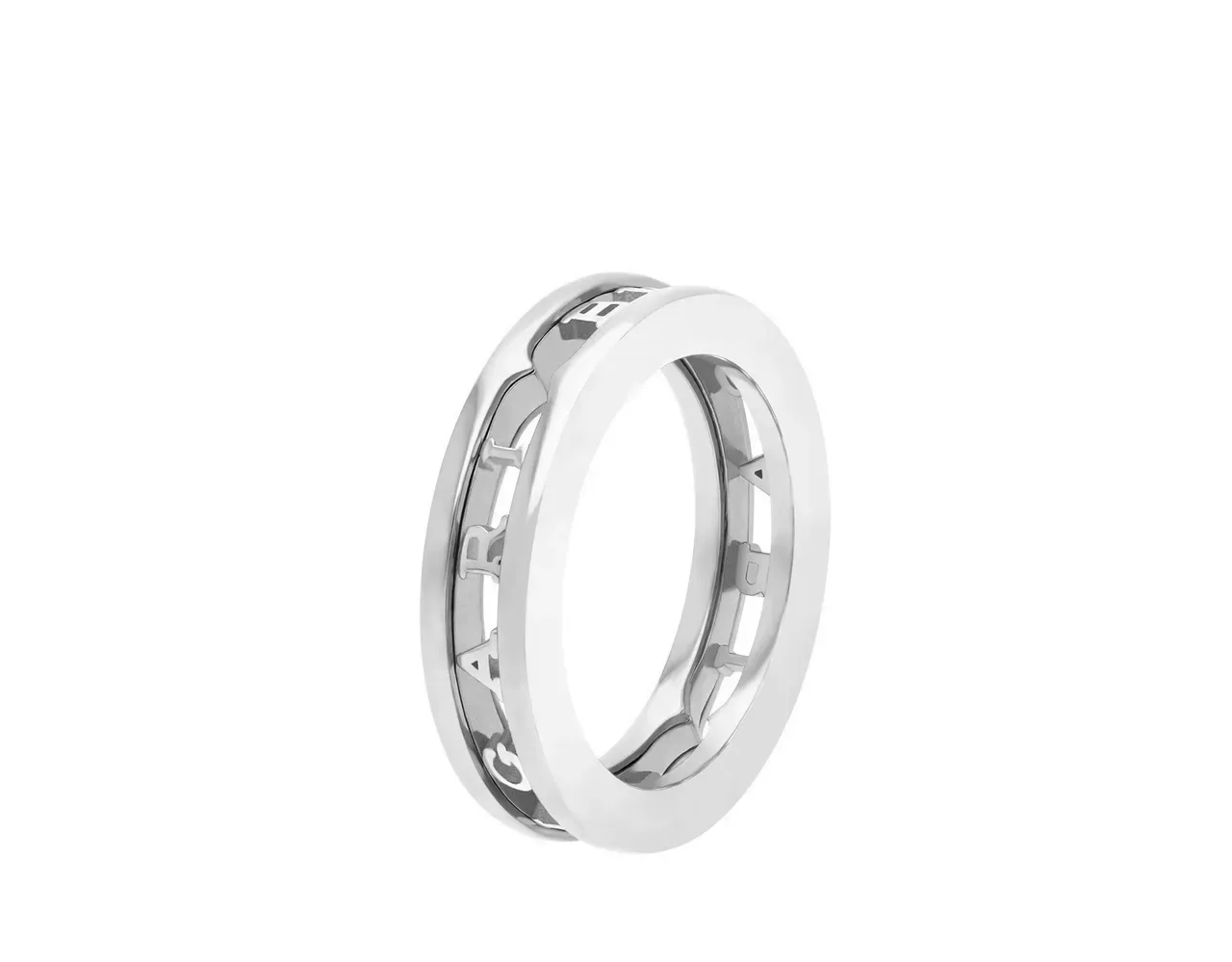 Bvlgari B.zero1 चांदी सोना डबल बैंड कटआउट लोगो रिंग 6