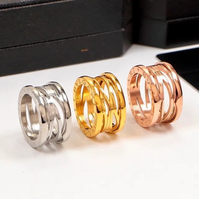 Bvlgari B.zero1 Silver Gold Multi-Band Stacked Engraved Logo Ring 2