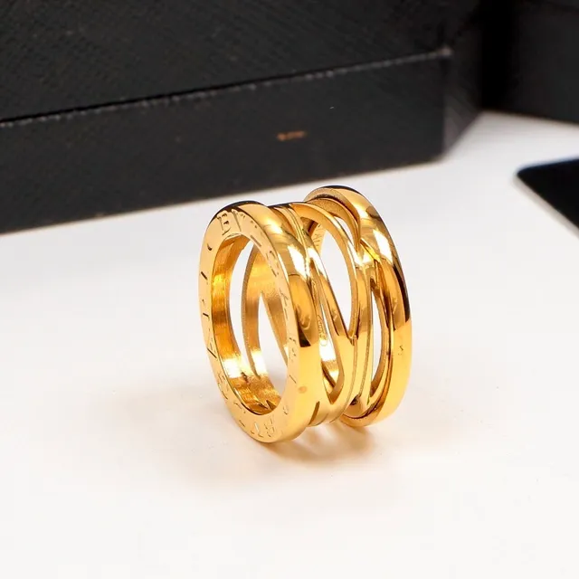 Bvlgari B.zero1 Silver Gold Multi-Band Stacked Engraved Logo Ring 5