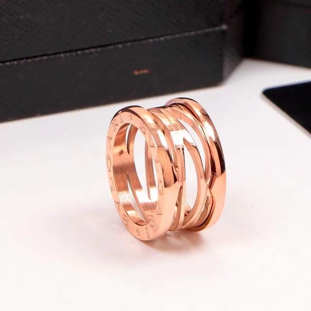 Bvlgari B.zero1 Silver Gold Multi-Band Stacked Engraved Logo Ring 6