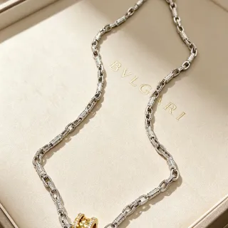 Bvlgari B.zero1 Bicolore Pavé Diamant Motif Rotatif Collier