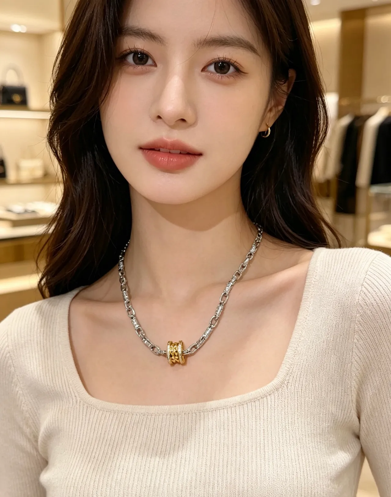 Bvlgari B.zero1 Bicolore Pavé Diamant Motif Rotatif Collier 7