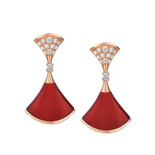 Bvlgari Divas’ Dream Red Enamel and Diamond Fan Earrings