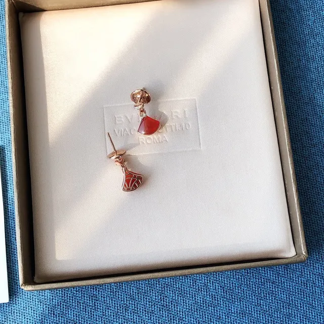 Bvlgari Divas’ Dream Boucles d'oreilles émail rouge et diamant en forme d'éventail 6