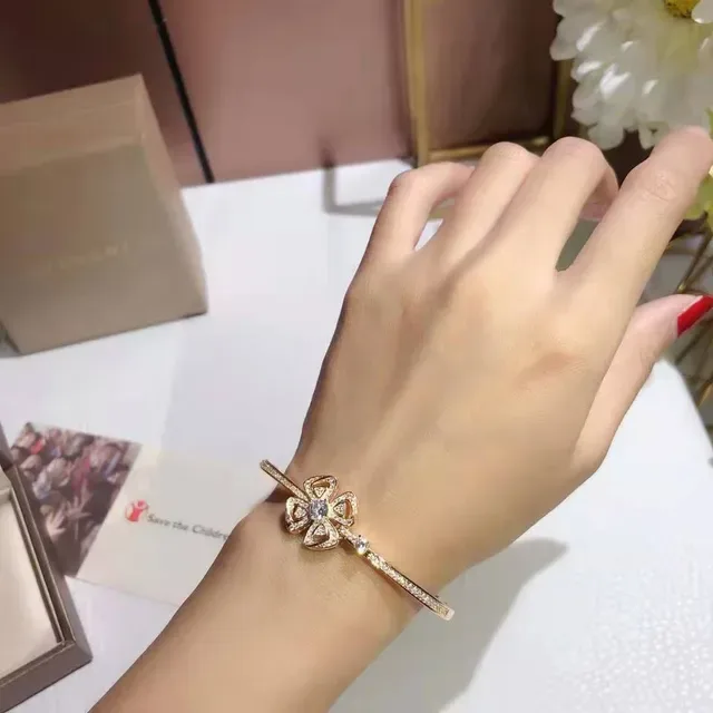Bvlgari Fiorever Bracelet Hinged Or Argent Motif Floral 6