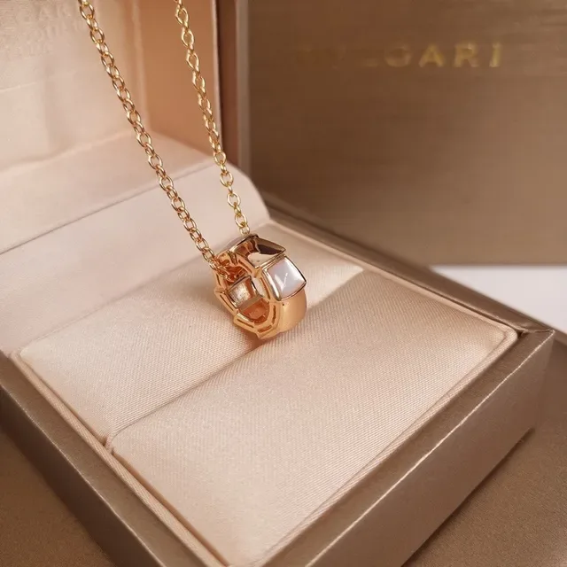 Bvlgari Geometric Faceted Rose Gold Mother-of-Pearl Necklace 8