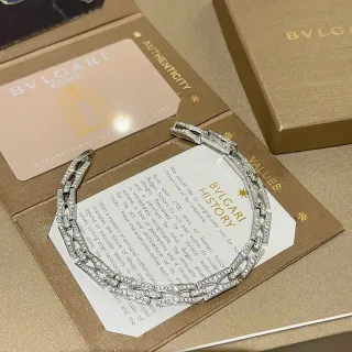 Bvlgari ज्यामितीय पेवे-सेट इंटरलॉकिंग लिंक ब्रेसलेट
