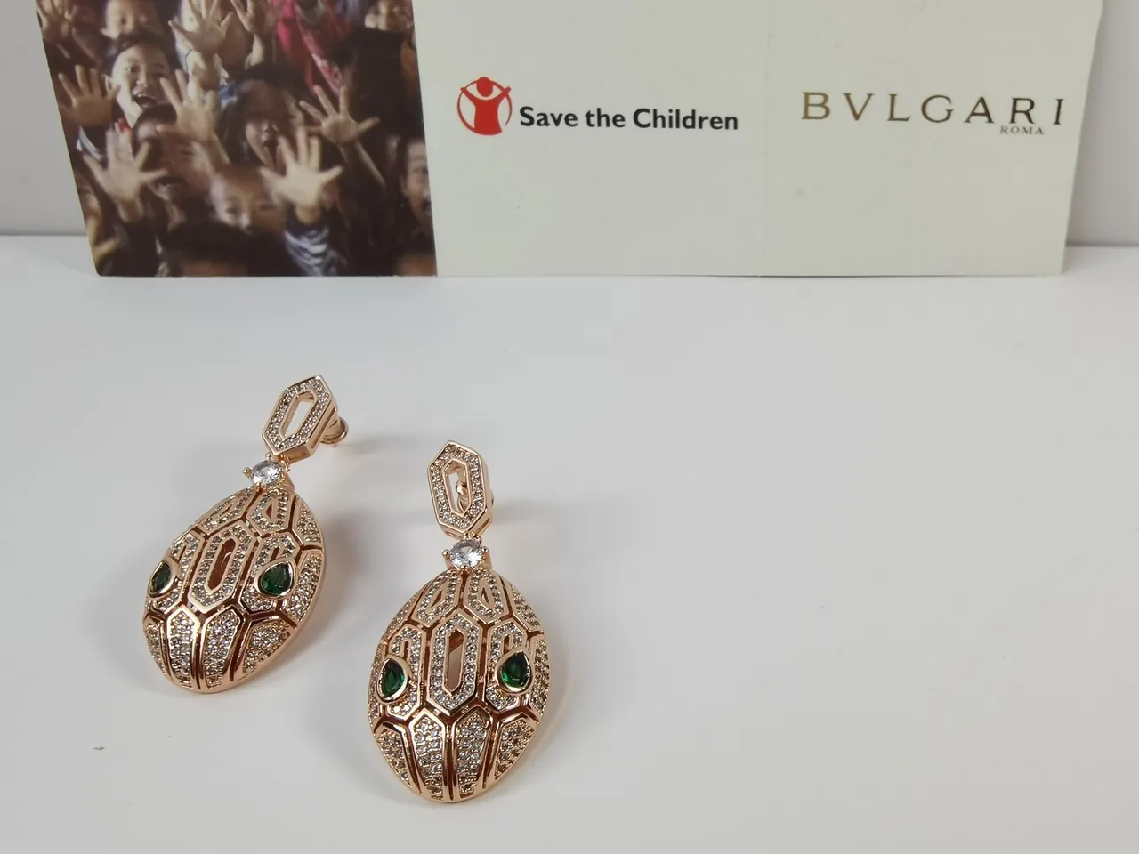 Bvlgari সোনালি সবুজ জ্যামিতিক ওপেনওয়ার্ক অশ্রু আকৃতি কানের দুল 7
