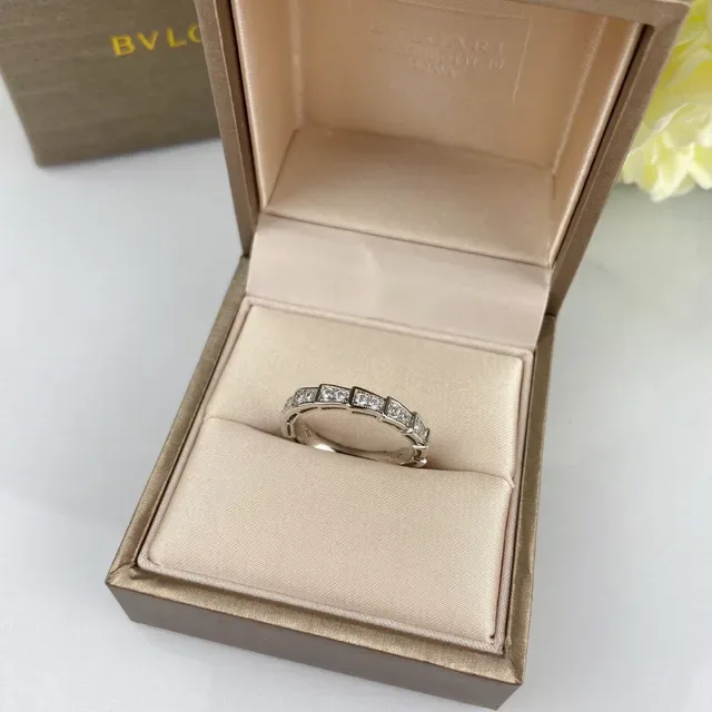 Bvlgari Gold Silver Geometric Segmented Band Channel-Set Diamonds Ring 3
