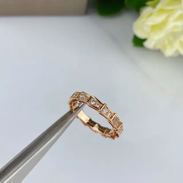 Bvlgari Gold Silver Geometric Segmented Band Channel-Set Diamonds Ring 7