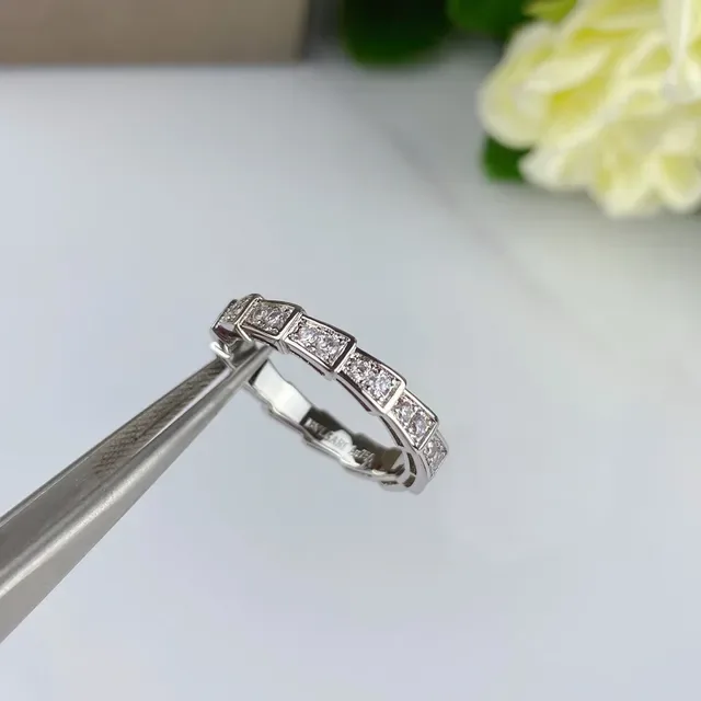 Bvlgari Gold Silver Geometric Segmented Band Channel-Set Diamonds Ring 8