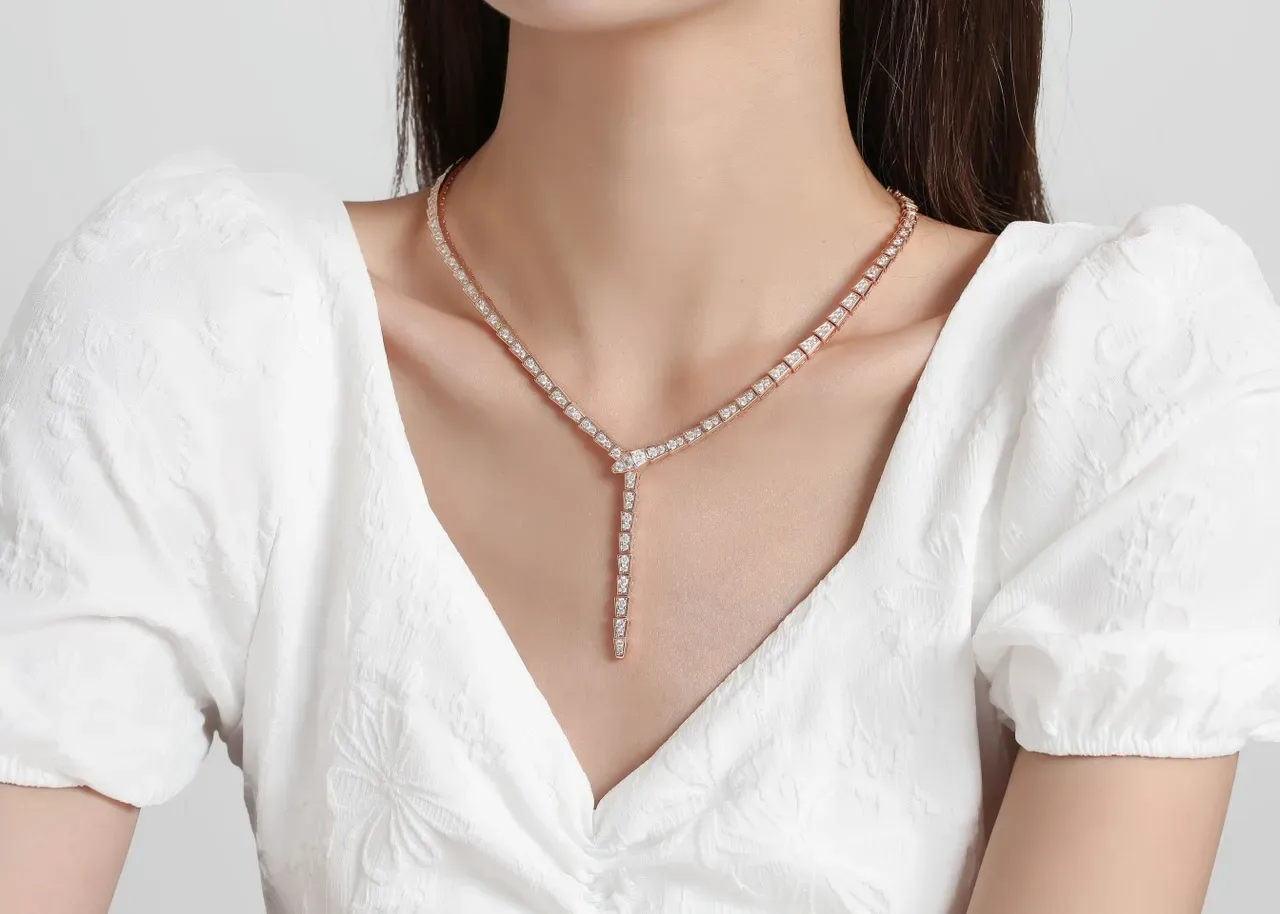 Bvlgari Gold White Articulated Geometric Links Pavé-Set Stones Necklace 5
