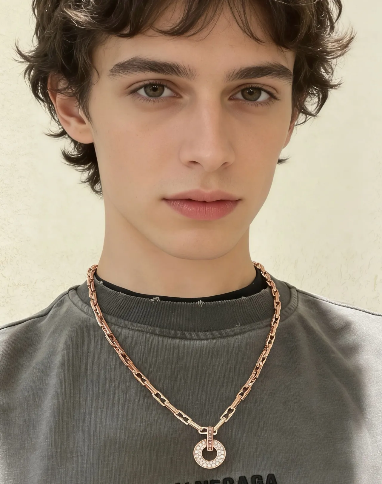Bvlgari Collier Or Blanc Chaîne Géométrique de Maillons Ton 6