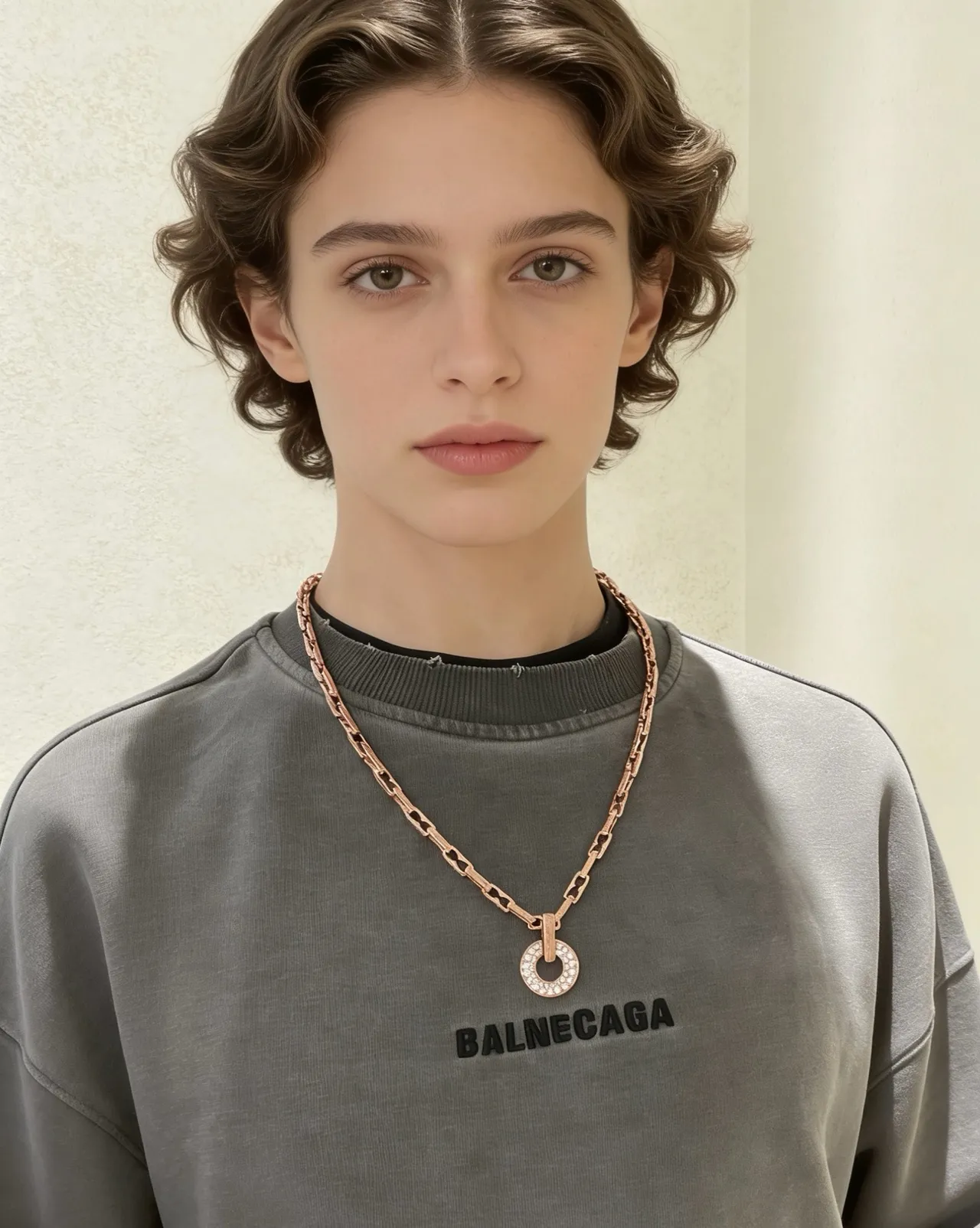 Bvlgari Collier Or Blanc Chaîne Géométrique de Maillons Ton 8
