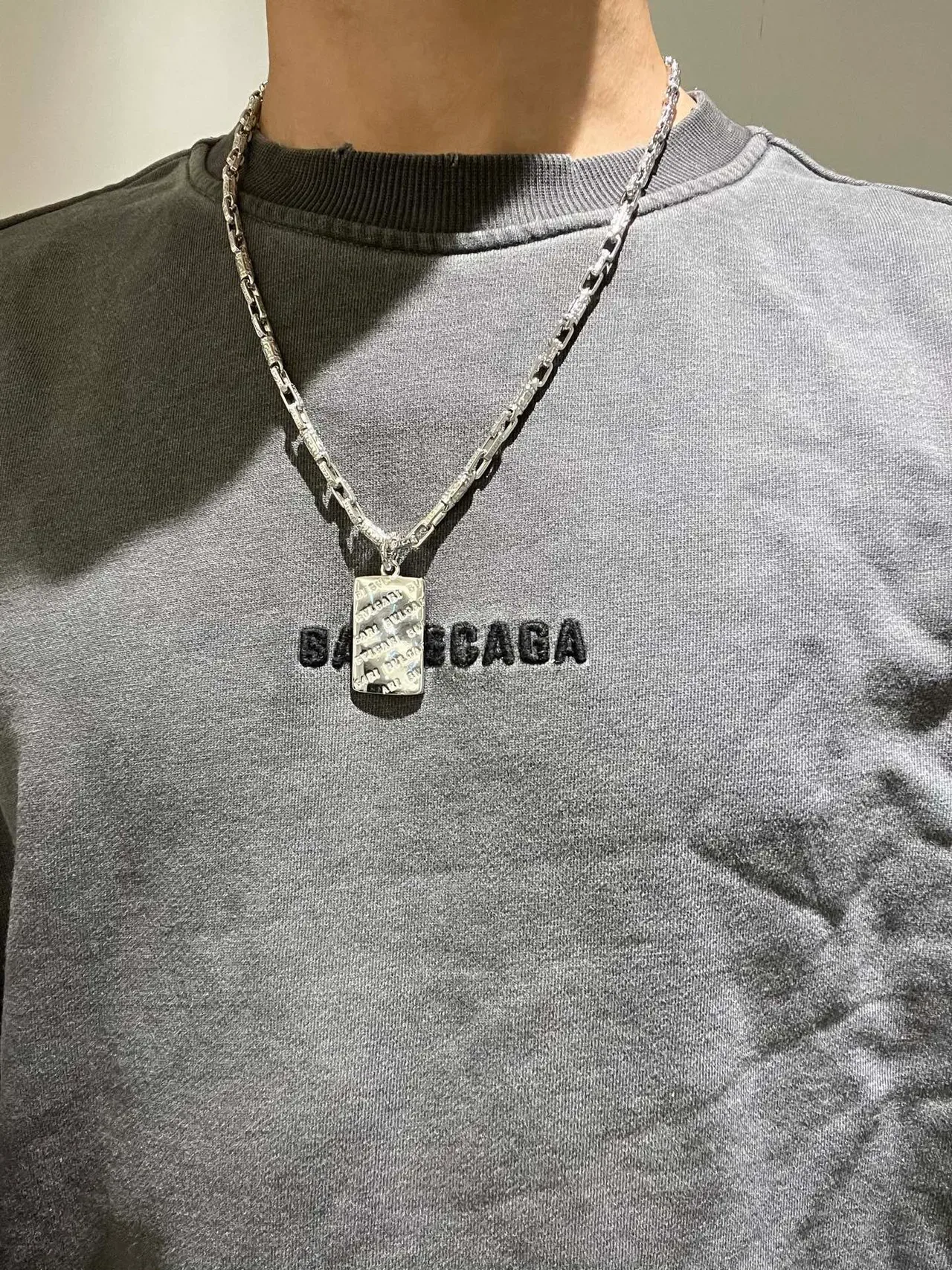 Bvlgari Iconic Tag Silver Link Chain Engraved Tag Necklace 5