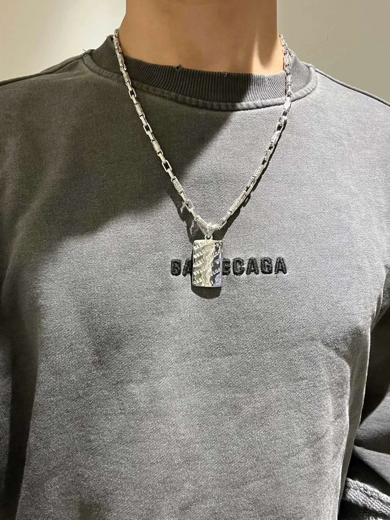 Bvlgari Iconic Tag Silver Link Chain Engraved Tag Necklace 8