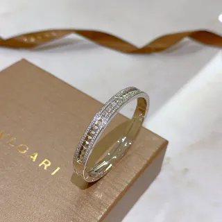 Bvlgari Pavé Double-Row Geometric Cutout Gold-Tone Bracelet