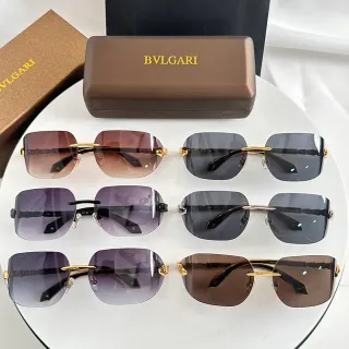 Bvlgari Rimless Rectangular Gradient Lens Sunglasses