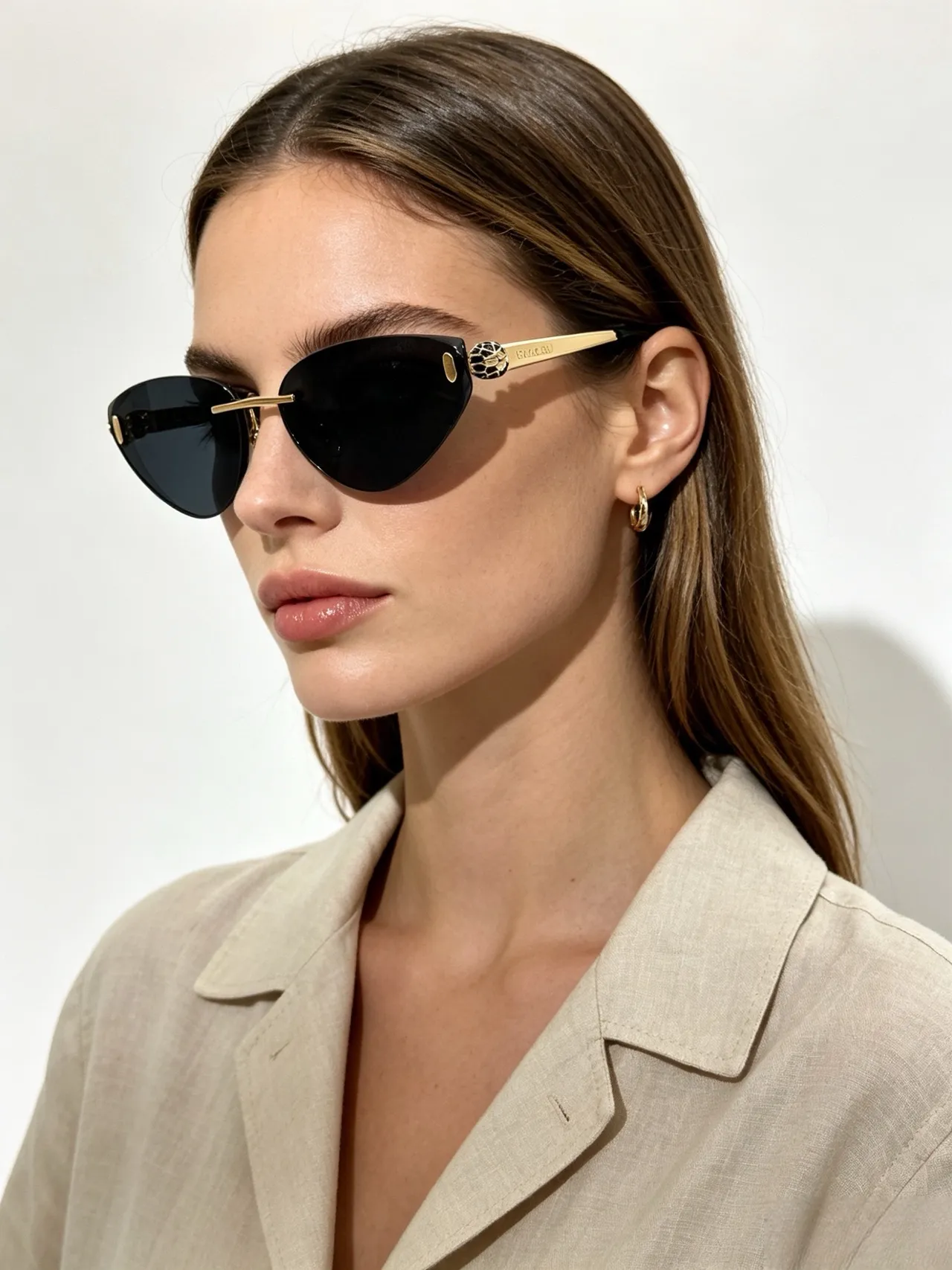 Bvlgari Serpenti Cat-Eye Lunettes de Soleil Ton Doré Dégradé Marron 4