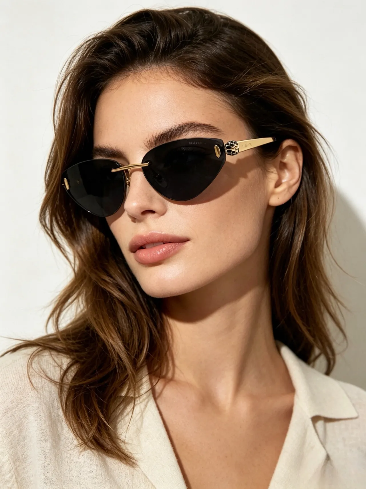 Bvlgari Serpenti Cat-Eye Lunettes de Soleil Ton Doré Dégradé Marron 5