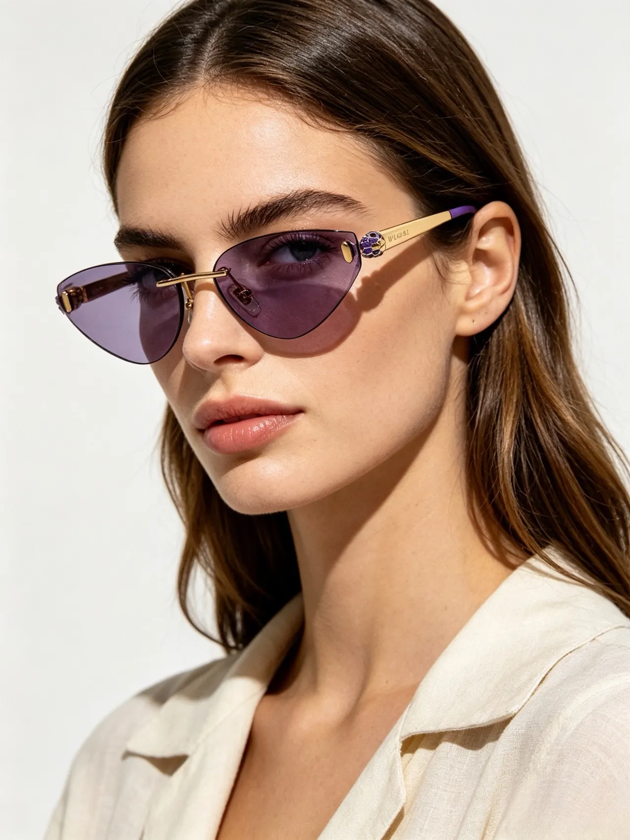 Bvlgari Serpenti Cat-Eye Lunettes de Soleil Ton Doré Dégradé Marron 8