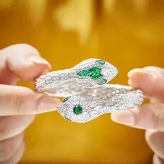 Bvlgari Serpenti Diamond and Emerald Snake Bracelets