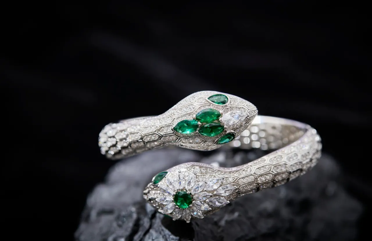 Bvlgari Serpenti Diamond and Emerald Snake Bracelets 2