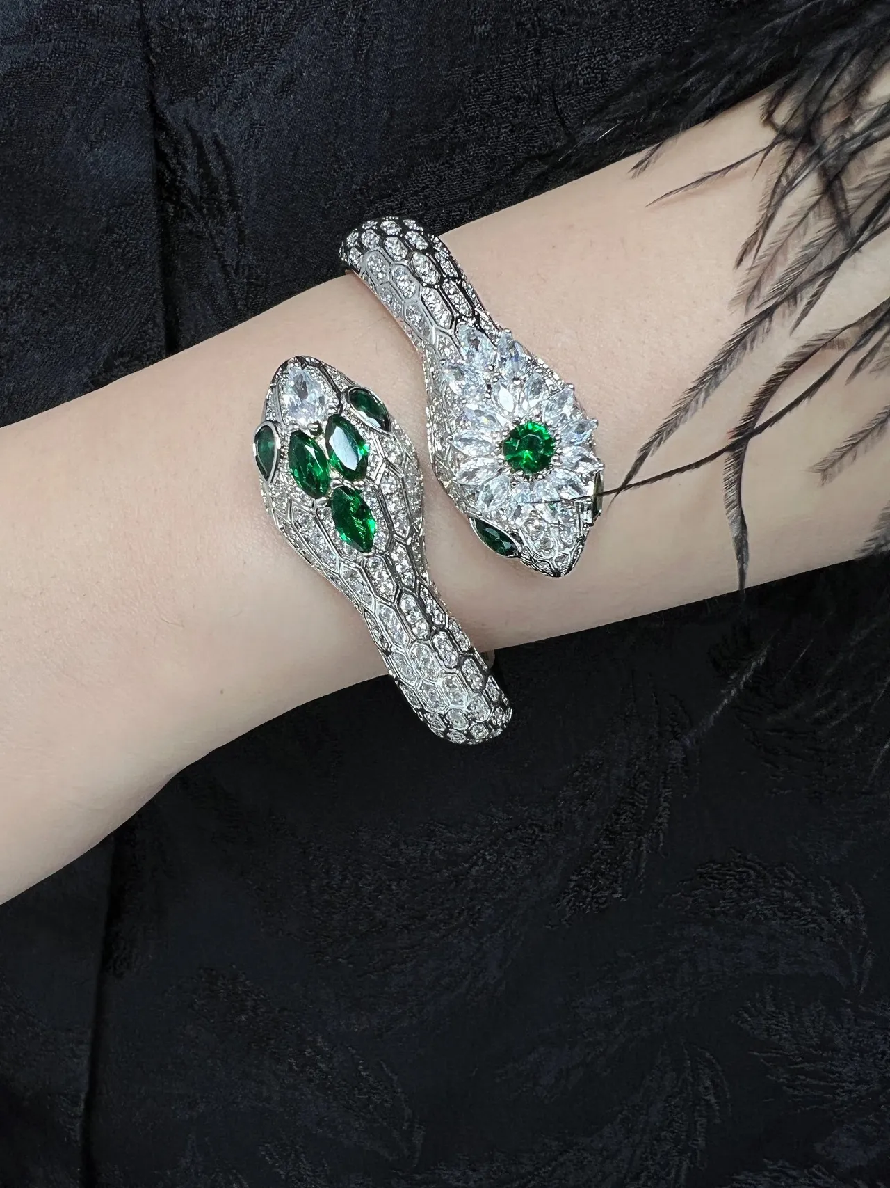 Bvlgari Serpenti Diamond and Emerald Snake Bracelets 7