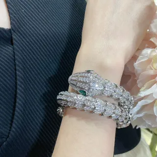 Bvlgari Serpenti Pavé Diamond and Emerald Snake Bracelet