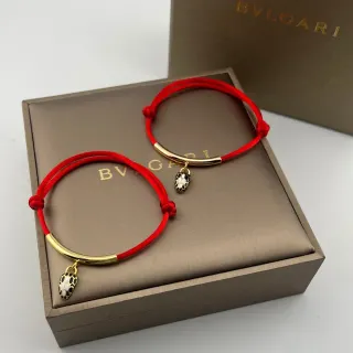 Bvlgari Serpenti 红色绳 金色调 蛇头魅力手链