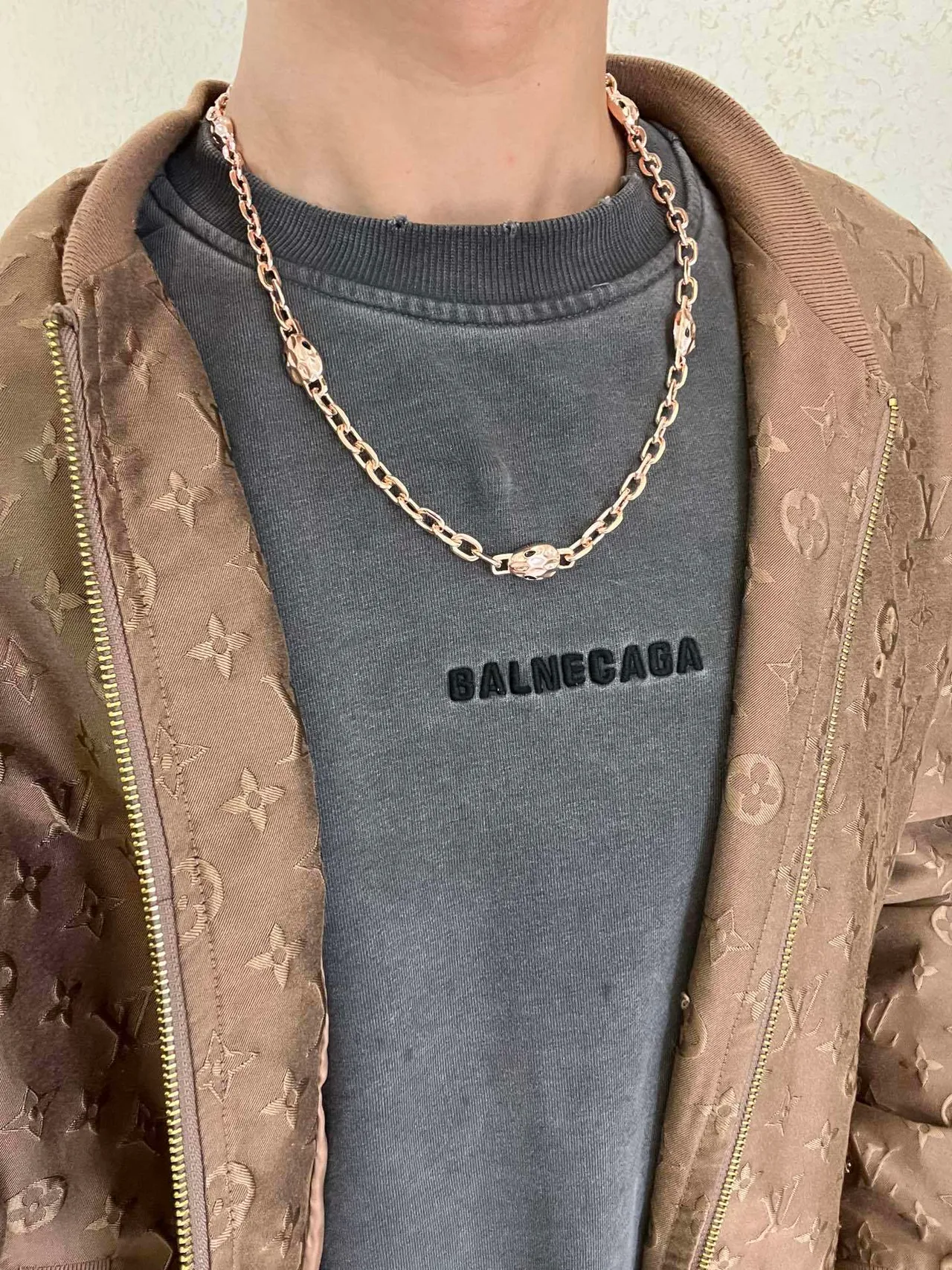 Bvlgari Serpenti Colar com eslabões de cabeça de serpente em dourado rosa 5