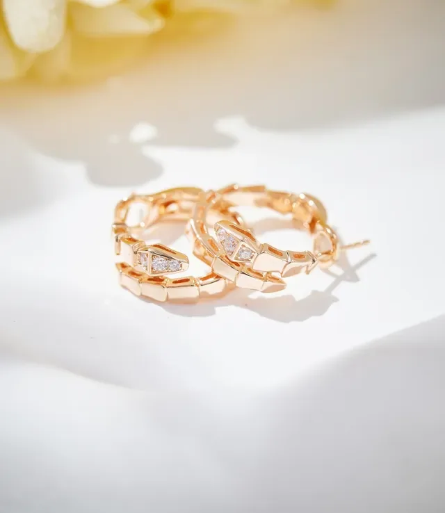 Bvlgari Serpenti Segmented Pavé Hoop Earrings 4