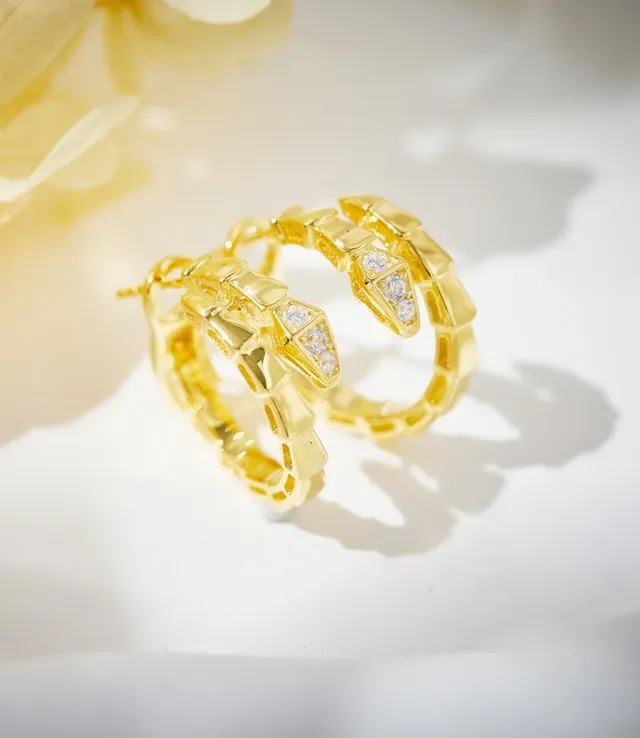 Bvlgari Serpenti Segmented Pavé Hoop Earrings 6