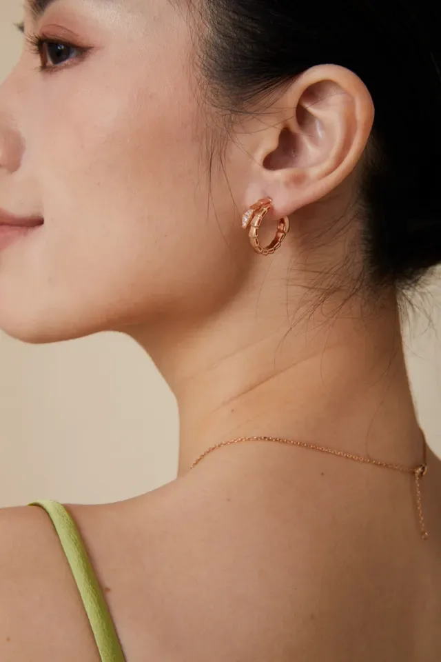 Bvlgari Serpenti Segmented Pavé Hoop Earrings 8