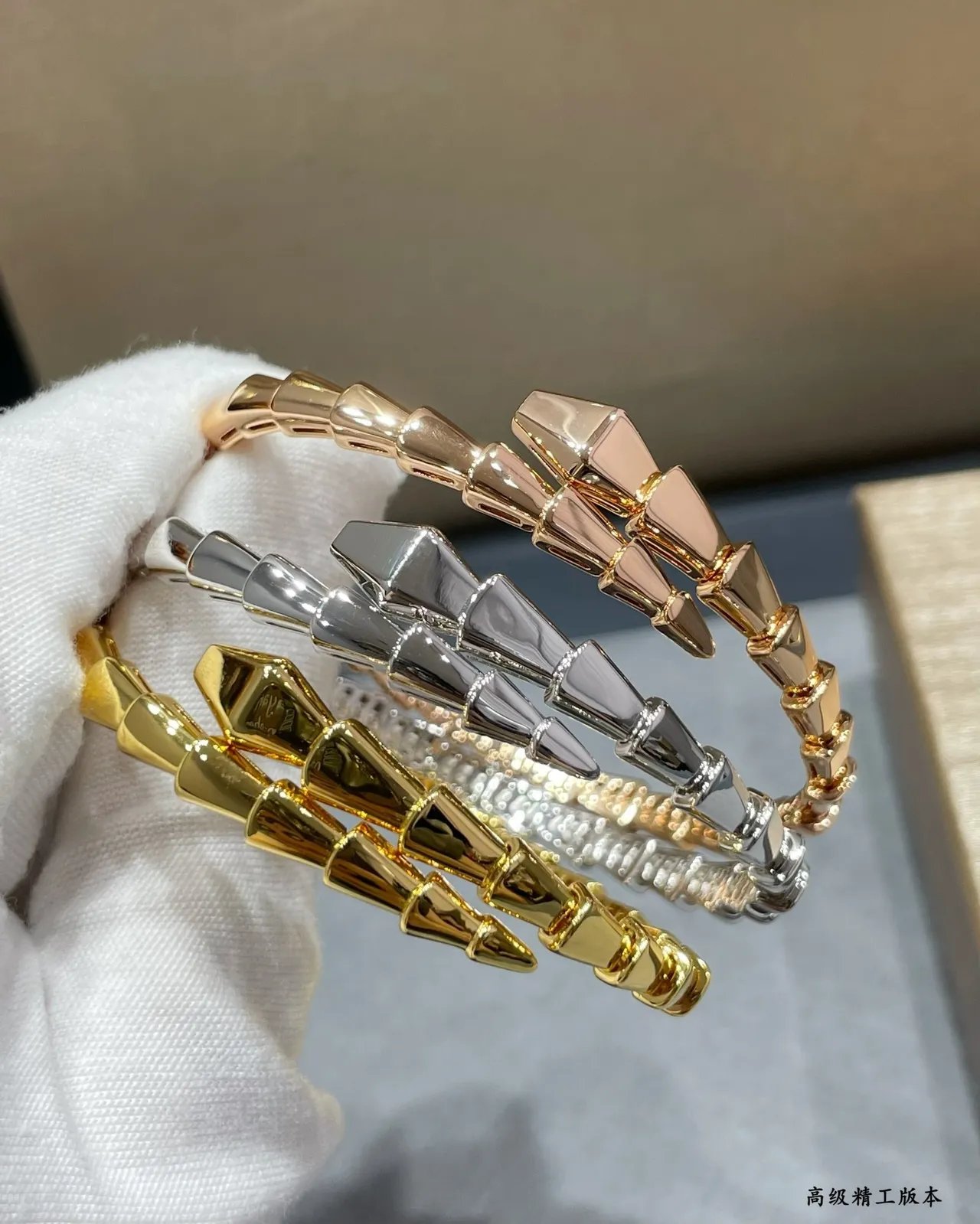 Bvlgari Serpenti Argent Or Articulé Serpent Tubogas Construction Bracelet 2